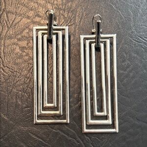 Silver Geometric Drop Earrings